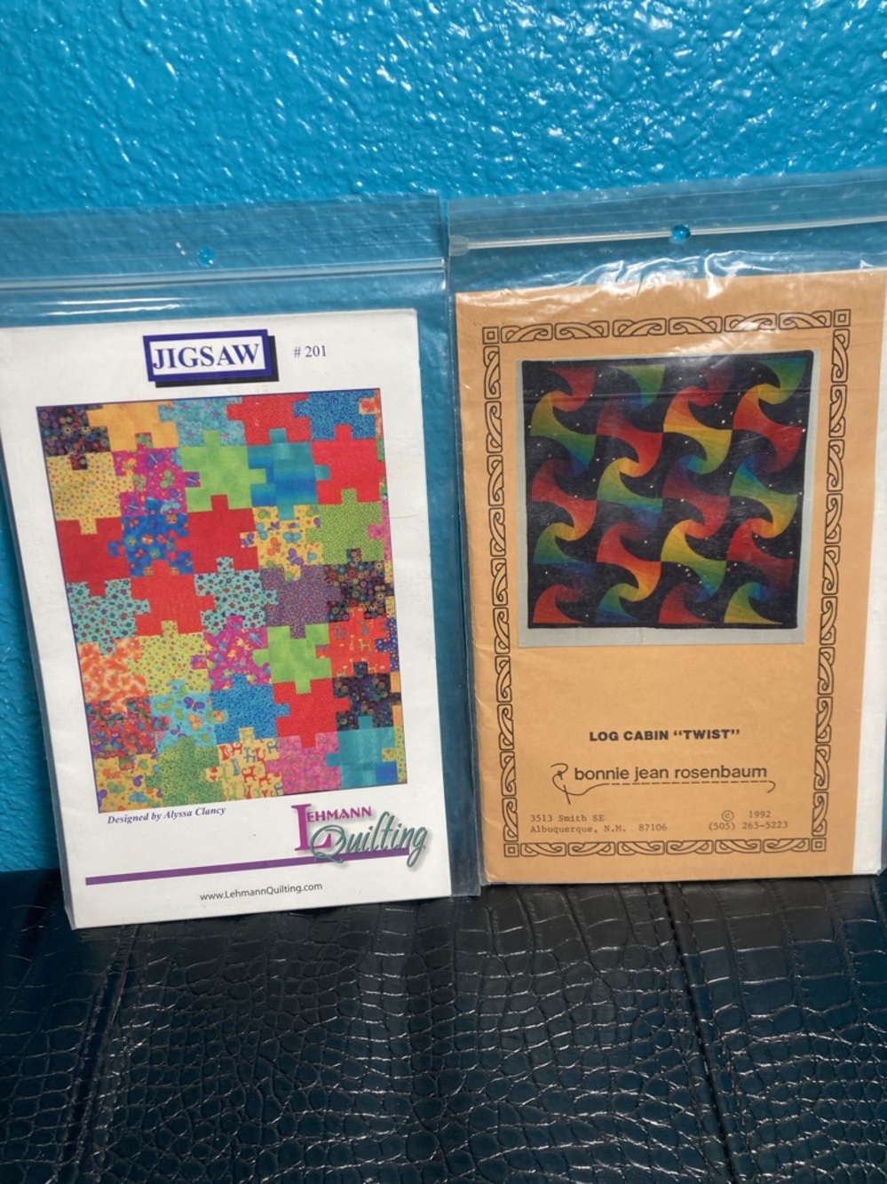 2 Quilt Patterns: Lehmann Quilting Jigsaw #201 and Log Cabin “Twist”